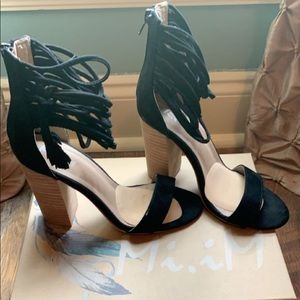 Black suede strappy heel